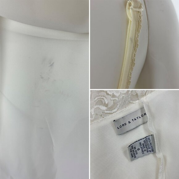 Lord & Taylor Slip Dress Women's Extra Small Cream Vintage Style Lace Lingerie - Picture 9 of 10